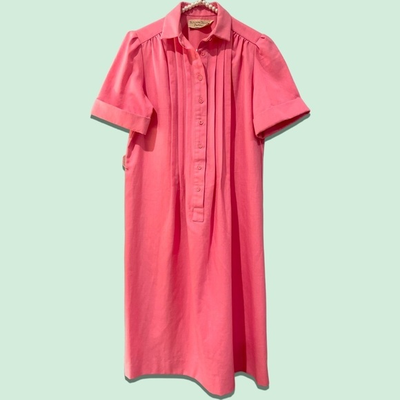 VINTAGE 60s Mod Schrader dress szXS/S Petites midi dress Barbie linen minimalist - Picture 11 of 11